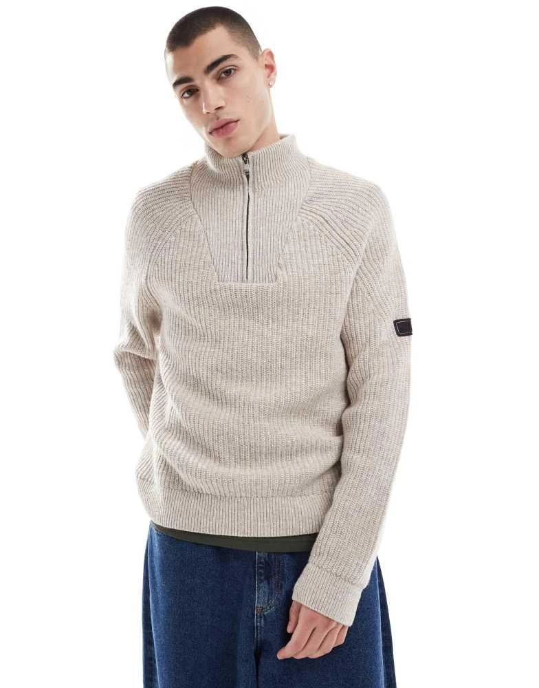 Barbour Barbour International Chester funnel knit jumper in cream 3