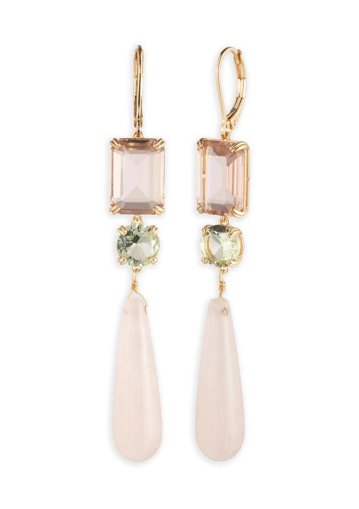 Ralph Lauren Gold Tone Blush Triple Stone Linear Earrings