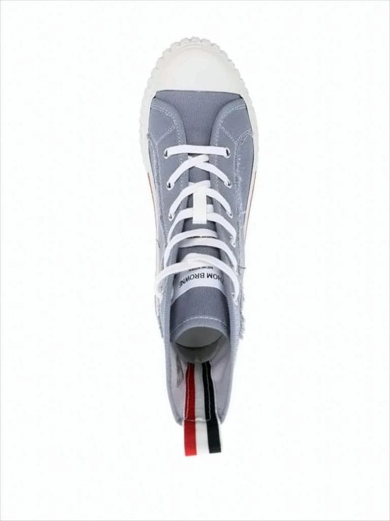 Thom Browne High-Top Sneakers with Textured Rubber Sole and Signature Stripes 4