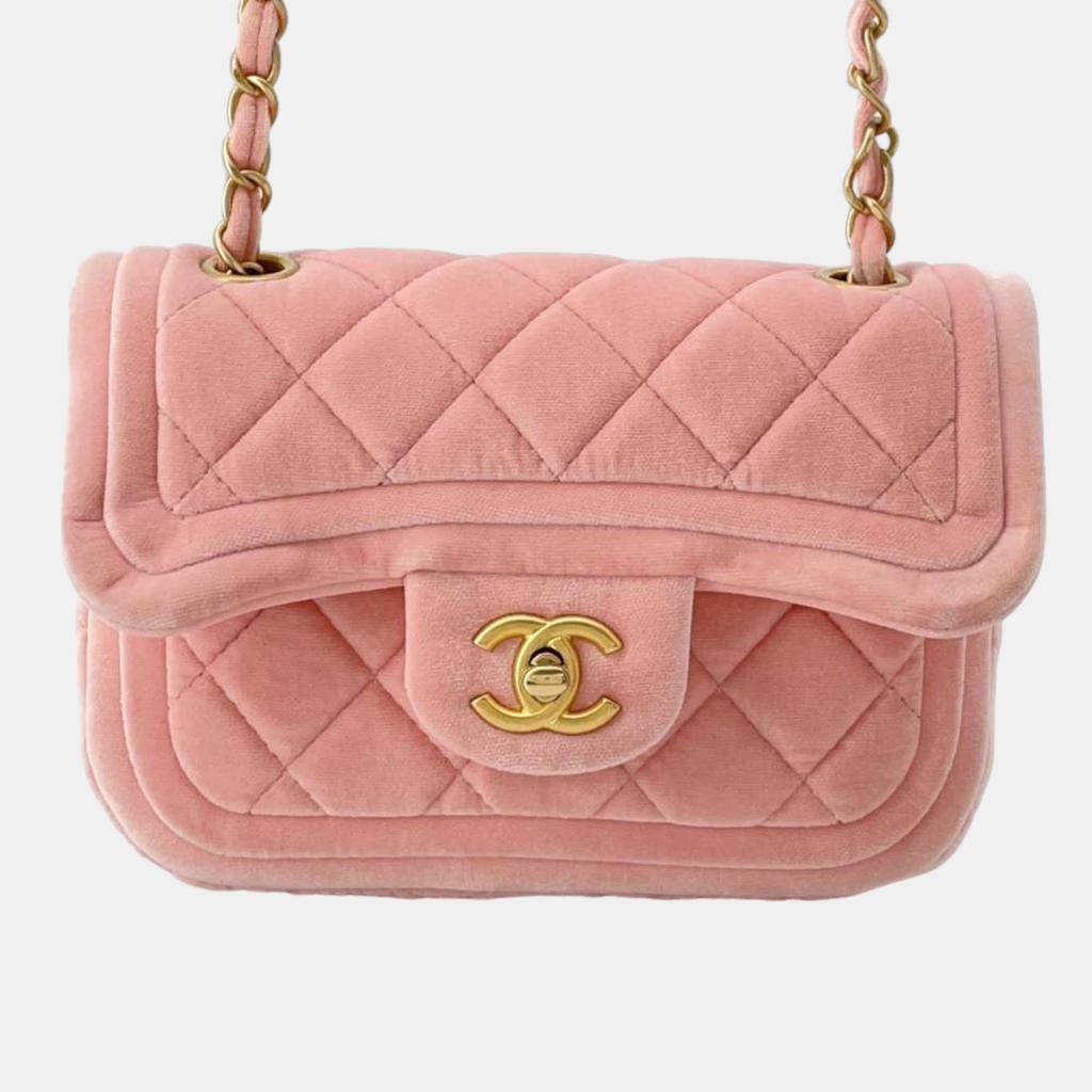 Chanel Chanel Pink Velvet Mini Flap Bag Shoulder Bag