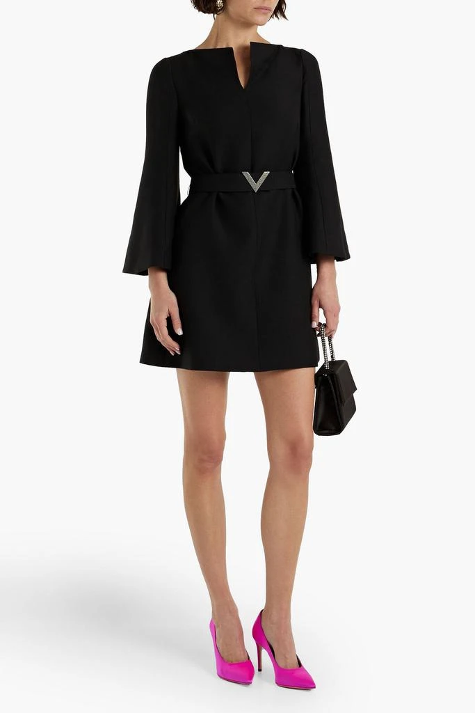 Valentino Belted wool and silk-blend crepe mini dress 2