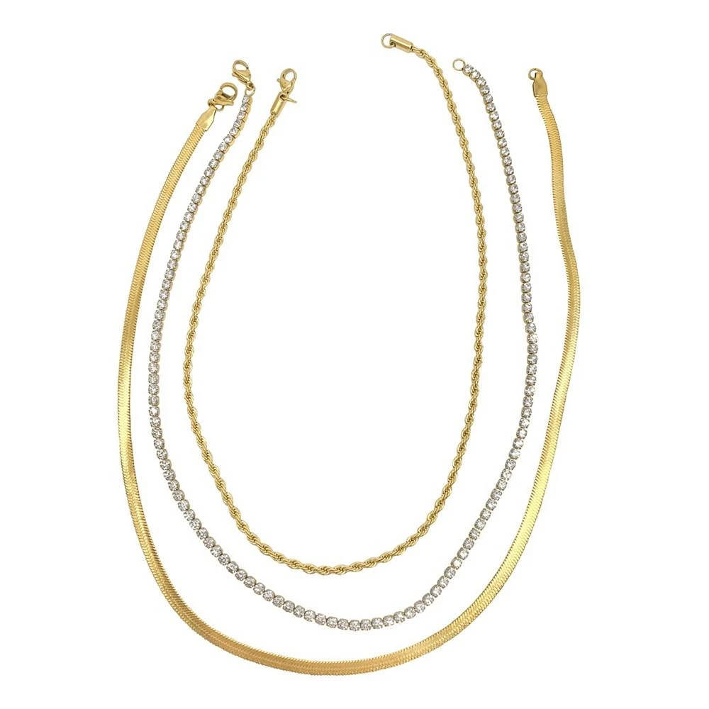 ADORNIA Herringbone Chain, Rope Chain, and Tennis Necklace Set 1