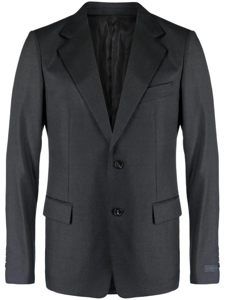 Lanvin Single-Breasted Charcoal Grey Virgin Wool Blazer
