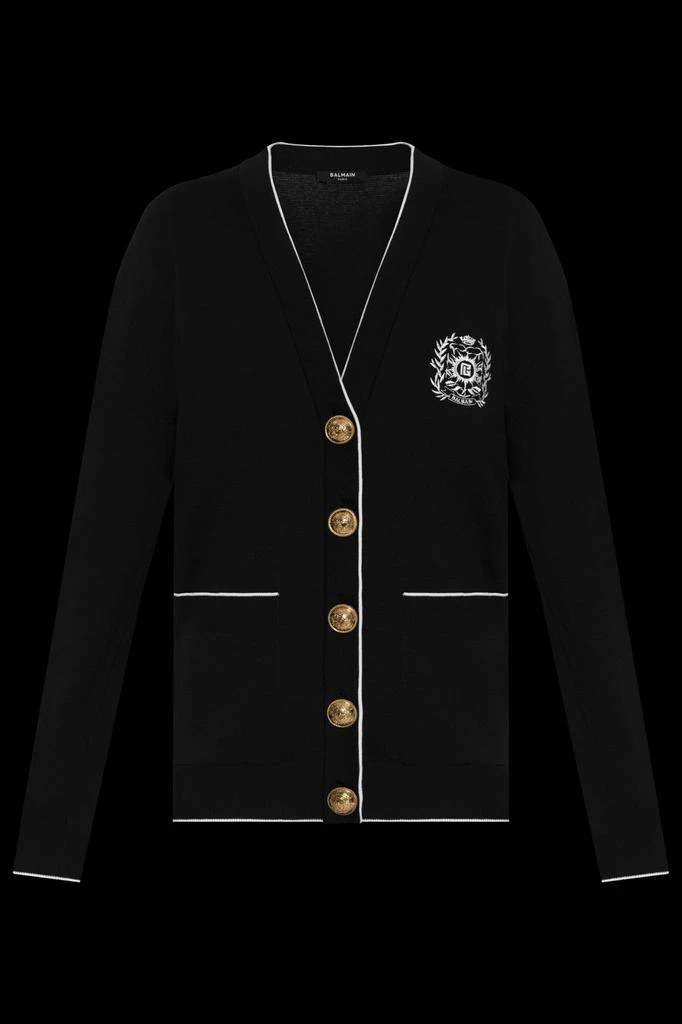 Balmain Balmain Emblème-Embroidered Knit Cardigan from Cettire