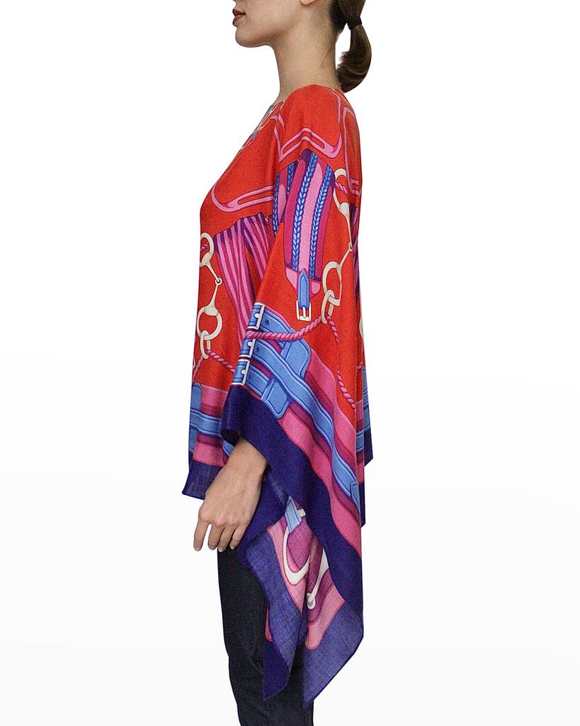 Rani Arabella Printed Cashmere-Blend Scarf Poncho