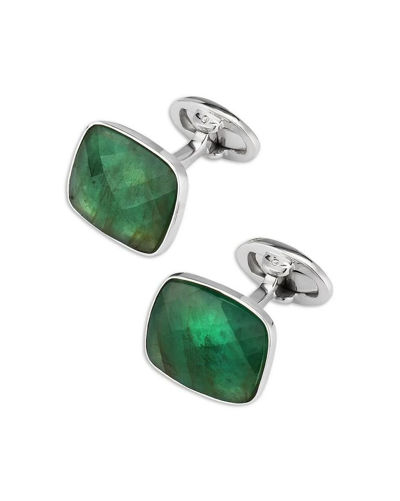 Jan Leslie Emerald Cufflinks in Sterling Silver 3
