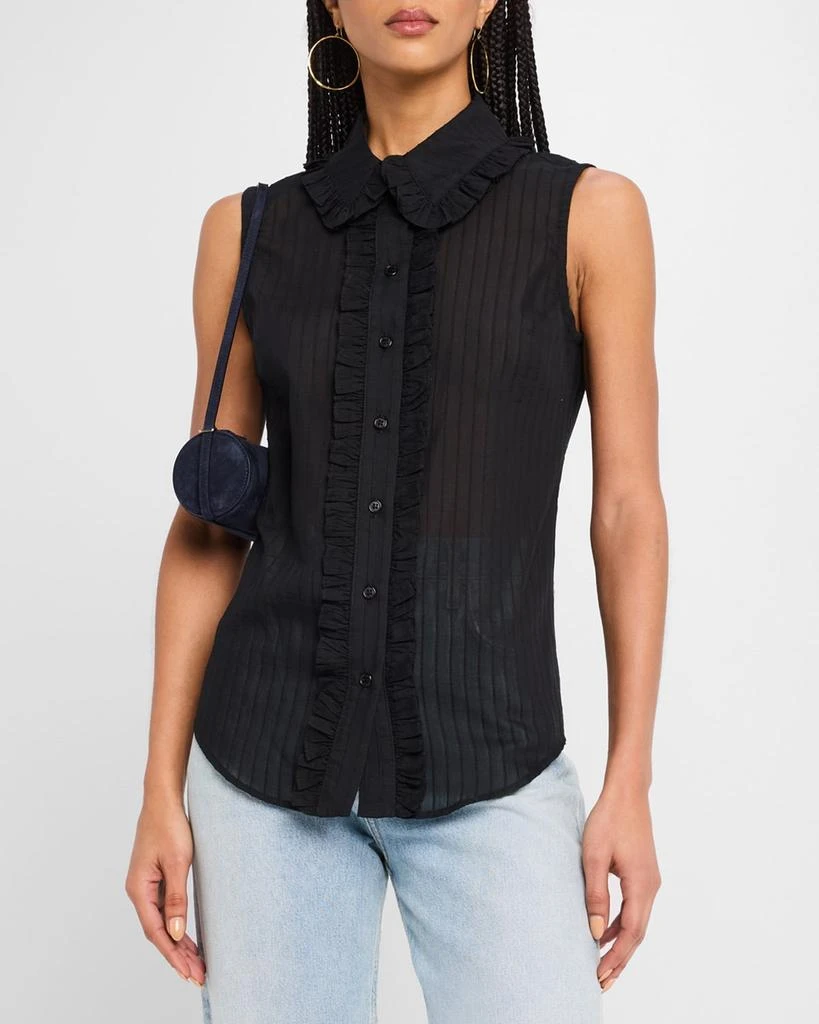 Smythe Sleeveless Ruffle-Trim Shirt 4