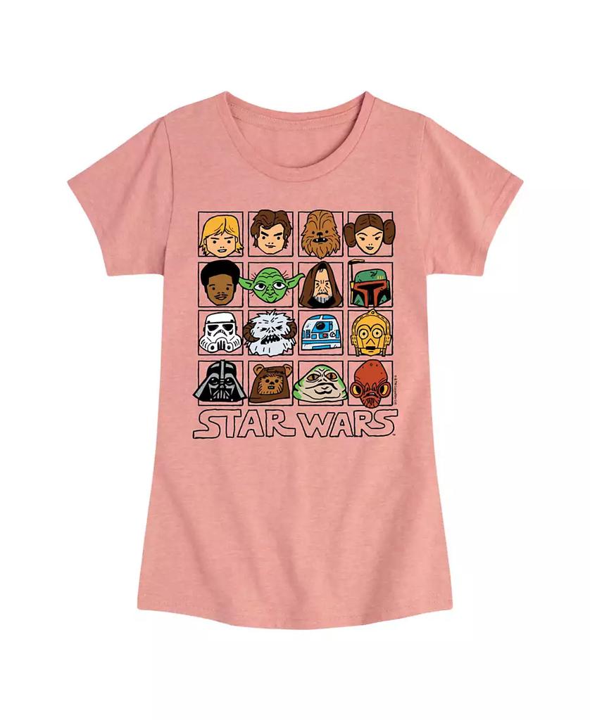 Star Wars Big Girls Characters Grid Short Sleeve Tee