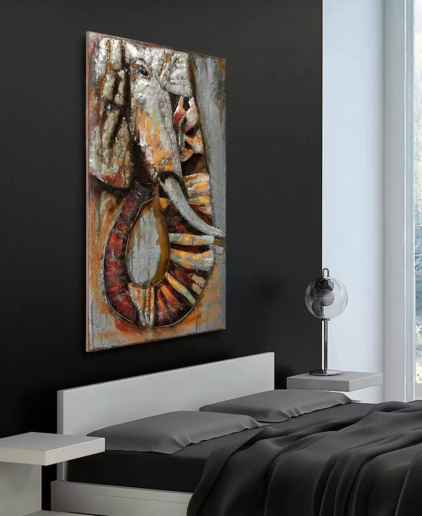 Empire Art Direct Elephant Mixed Media Iron Hand Painted Dimensional Wall Art, 60" x 40" x 2.8" 5