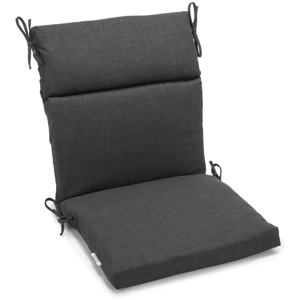 Blazing Needles 22-inch by 45-inch Spun Polyester Solid Outdoor Squared Seat/ Back Chair Cushion, Cool Gray