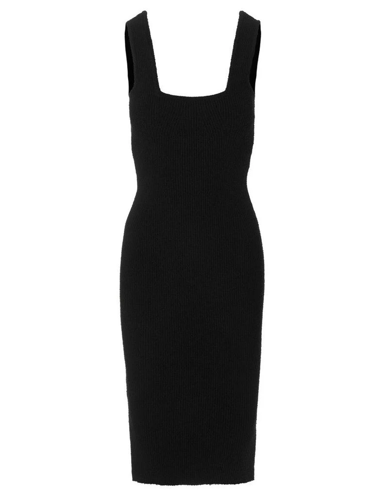 WARDROBE.NYC Textured Ribbed Knit Midi Dress With Square 1