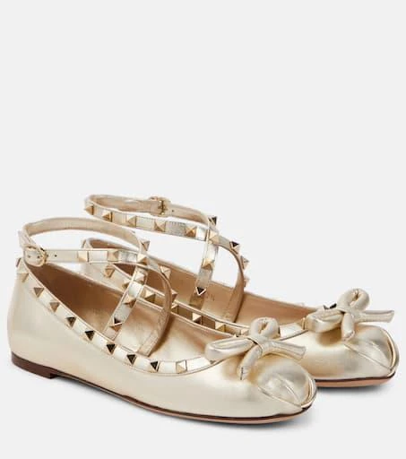 Valentino Rockstud metallic leather ballet flats 1