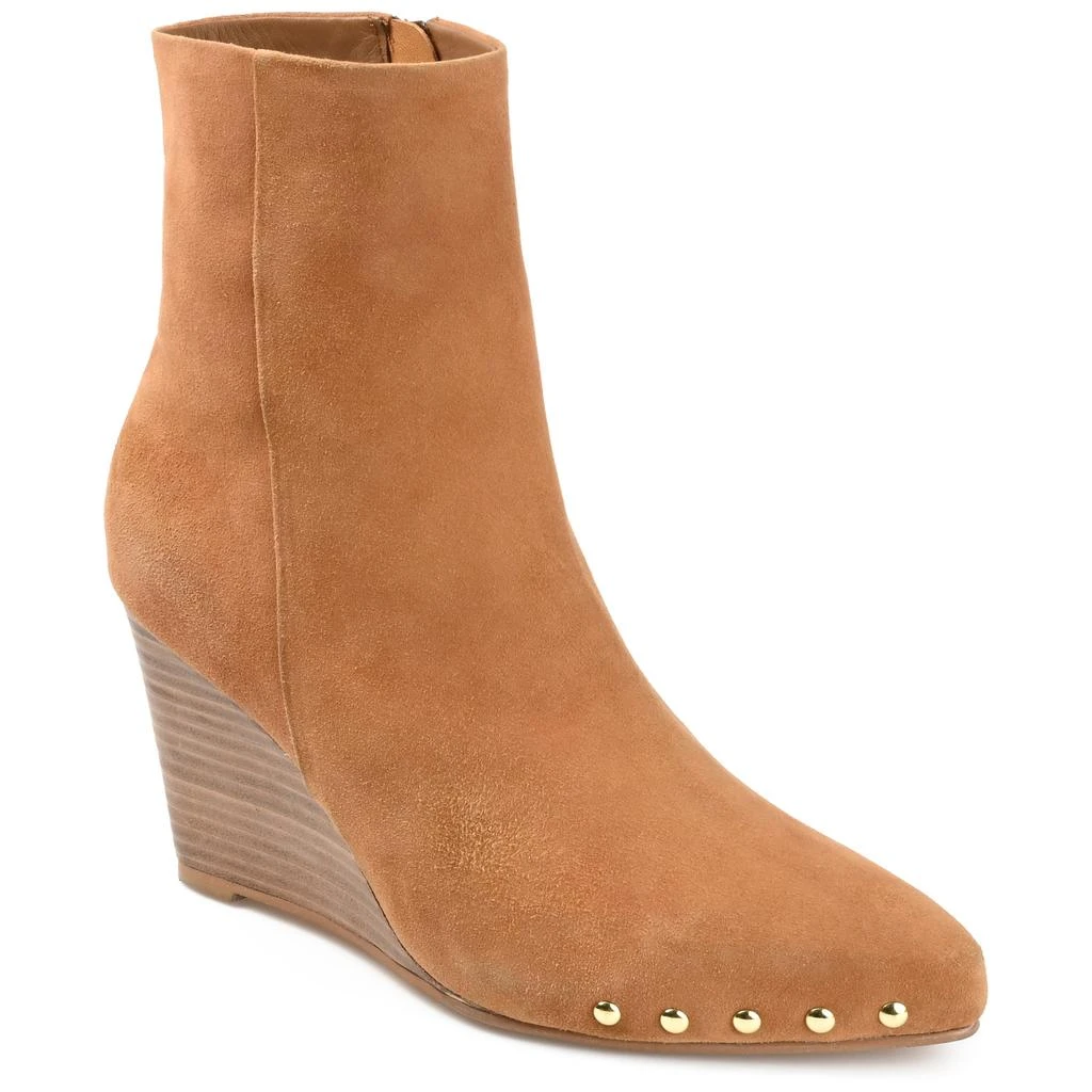 JOURNEE Womens Genuine Leather Reeya Almond Toe Wedge Ankle Booties 1