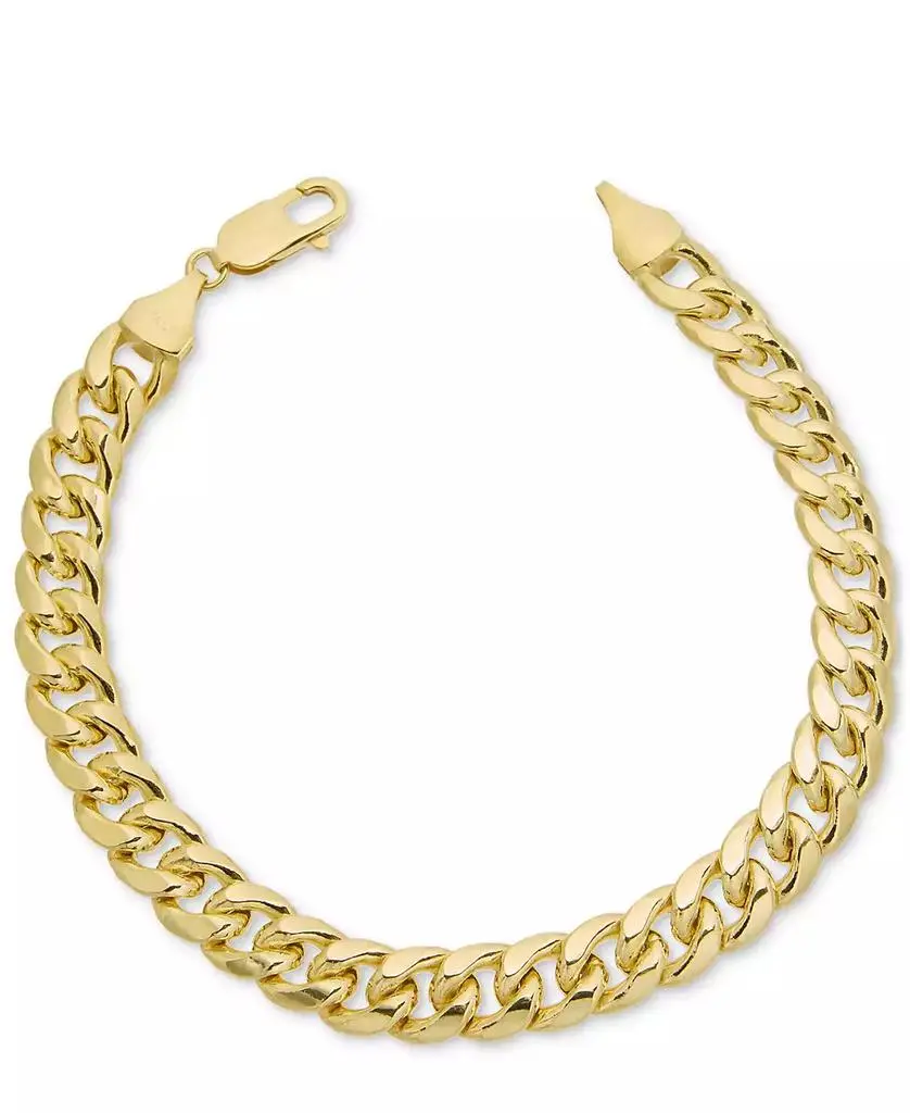 Italian Gold Lightweight Men's Cuban Chain Link Bracelet (10mm) in 14k Gold