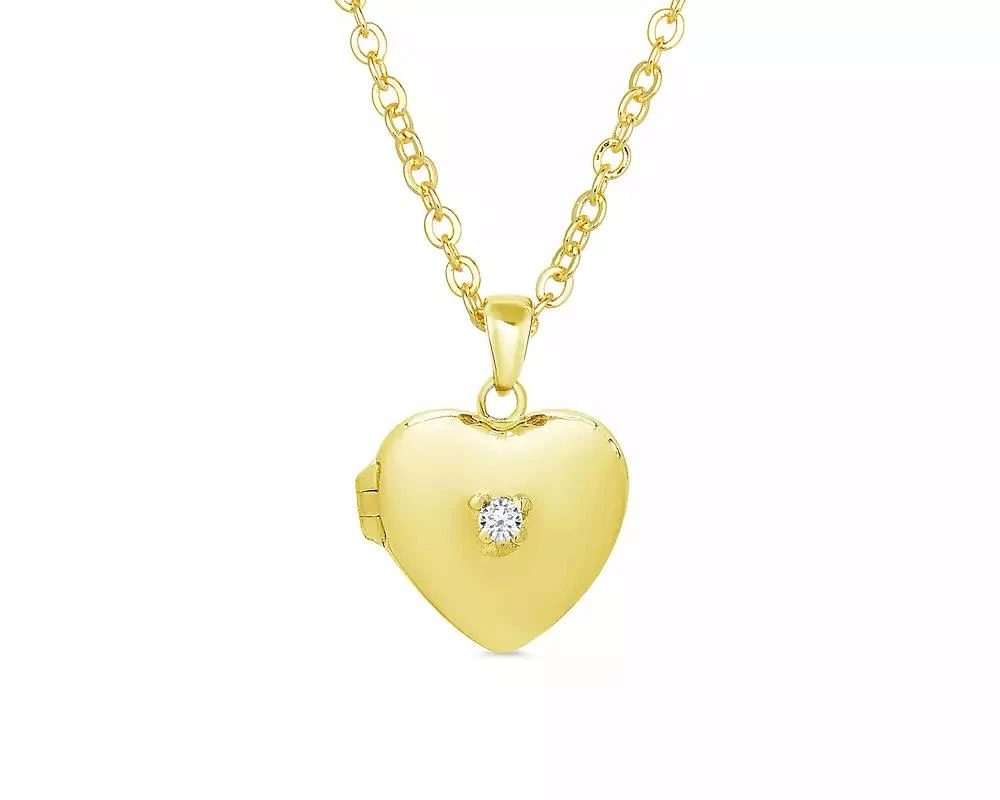 Lily Nily Girls 18K Gold Plated CZ Heart Locket Necklace