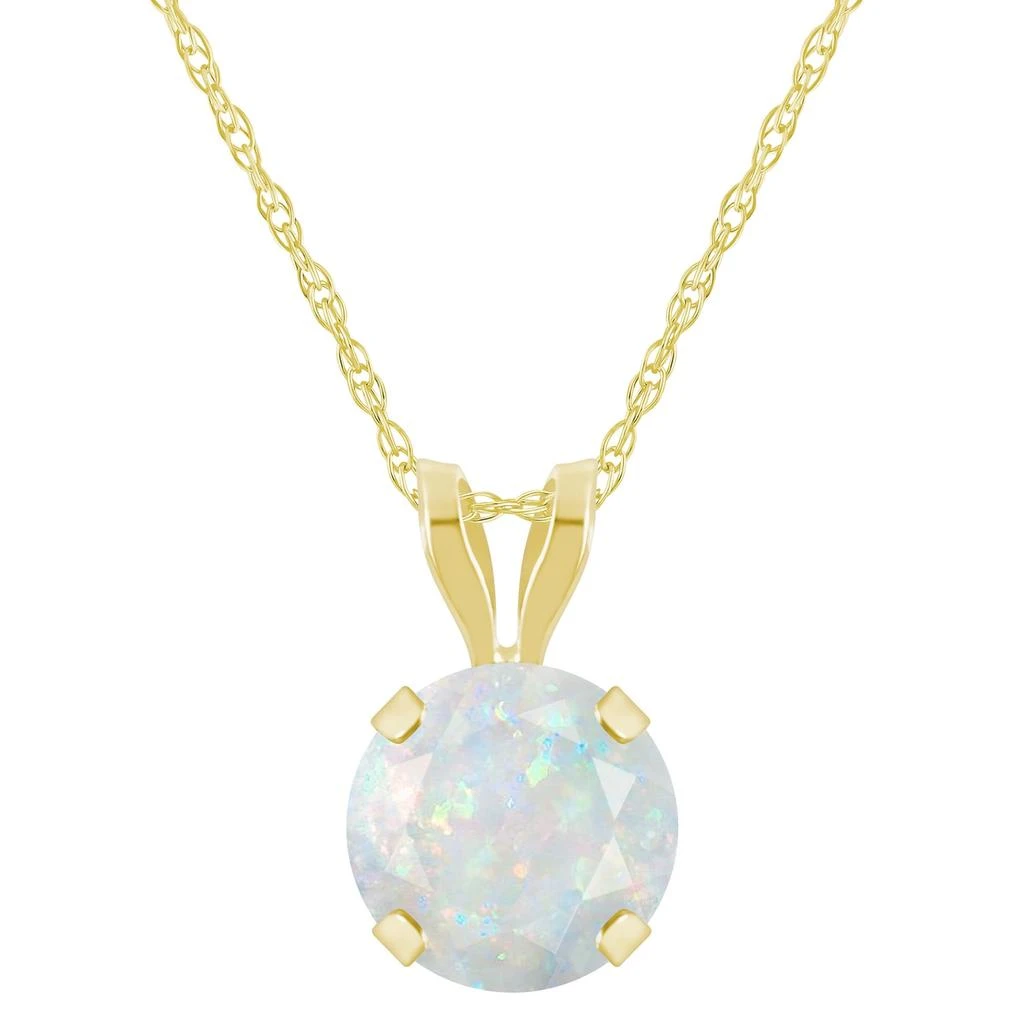 Glistening Jewels 10K Gold 6mm Round Created Opal Pendant Necklace