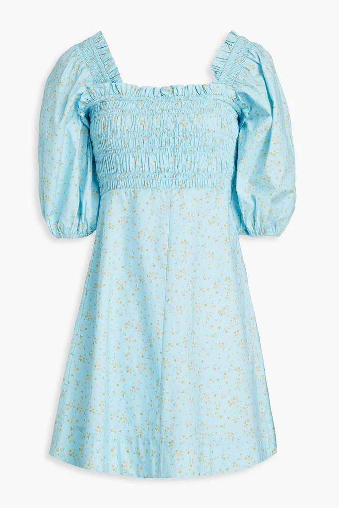 GANNI Shirred floral-print cotton-poplin mini dress 1