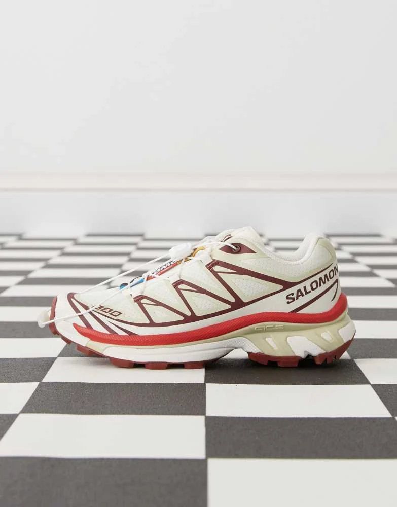Salomon Salomon XT-6 trainers in off white and burgundy 2