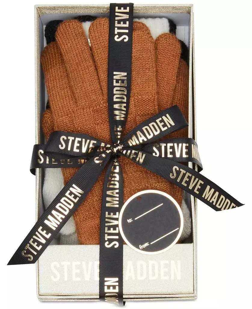 Steve Madden Women's 3-Pc. Basketweave Knit Gloves Boxed Gift Set 1