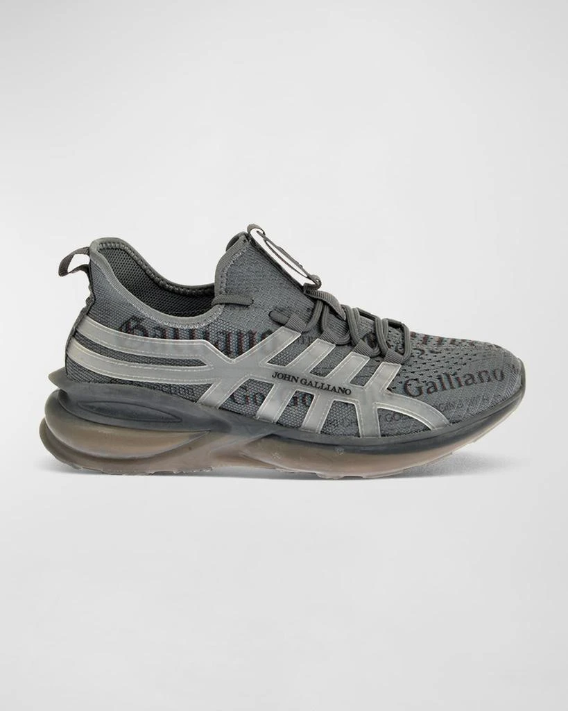 John Galliano Paris Men's Gazette Print Fabric Logo Runner Sneakers 1