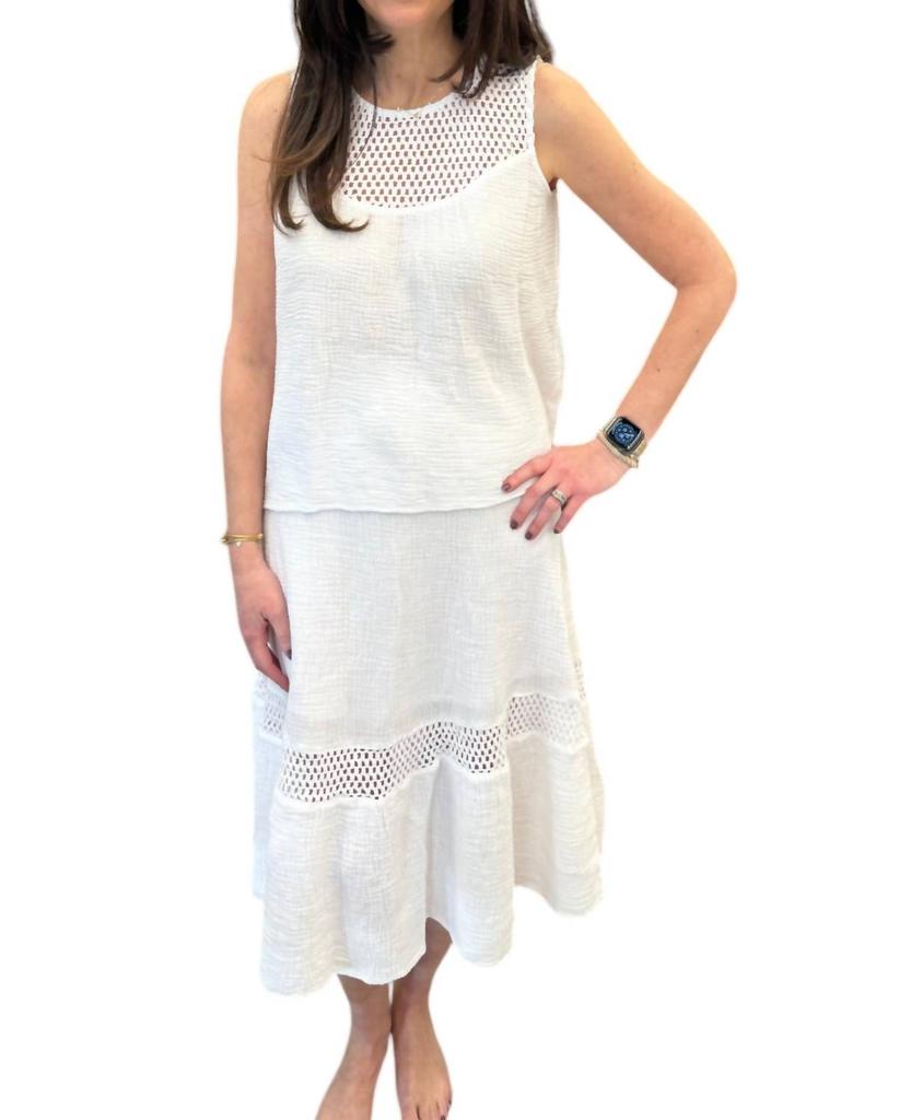 Red Haute Gauze And Crochet Top In White