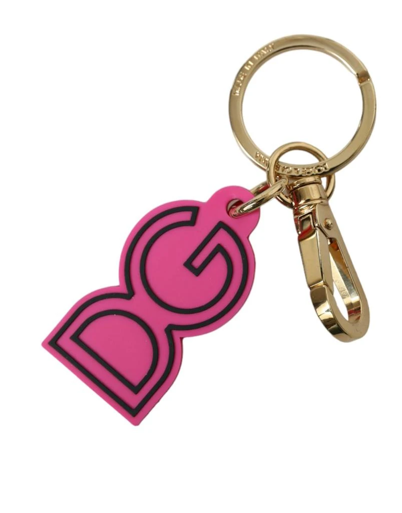 Dolce 
Gabbana Rubber gold Tone Metal DG Logo Keyring Women
s Keychain