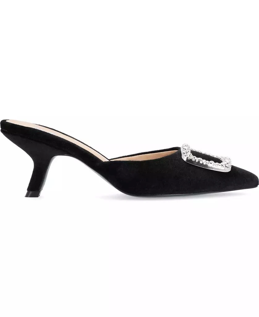 Journee Collection Women's Rishie Ornamented Kitten Heel Velvet Slip On Pumps 2
