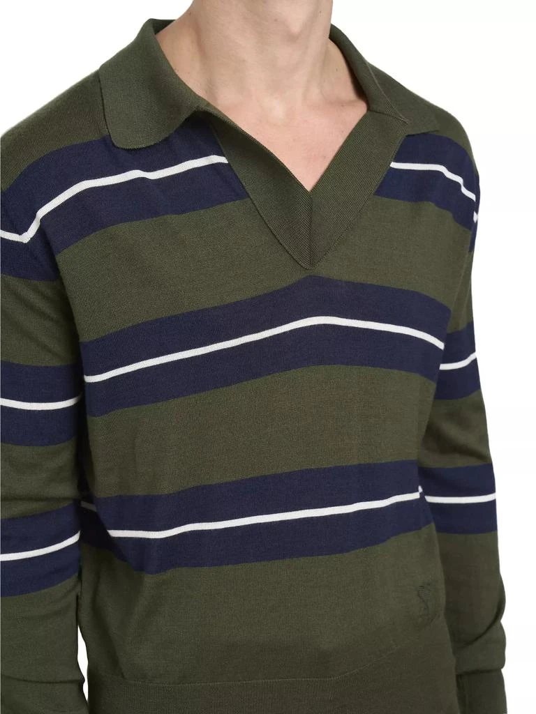 AMI Raye Striped Cotton Polo Sweater 6