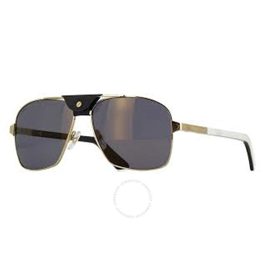 Cartier Santos de Cartier Polarized Grey Gold Mirror Flash Navigator Men's Sunglasses CT0389S 003 61 1