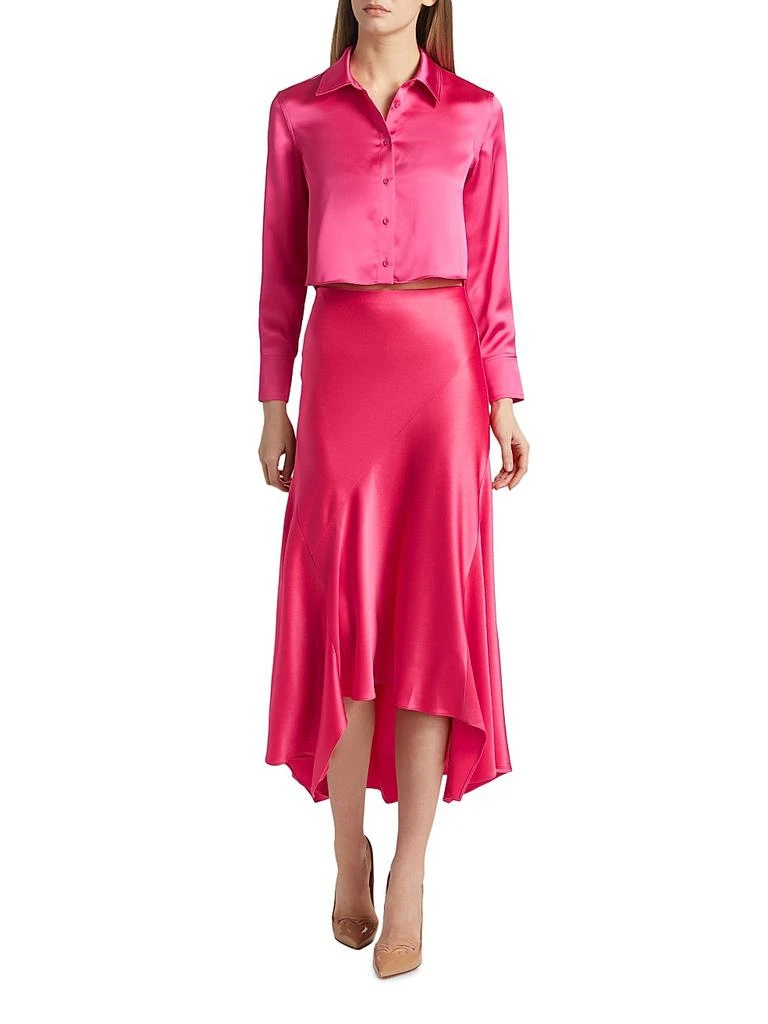 Alice + Olivia Leon Satin Crop Shirt 2