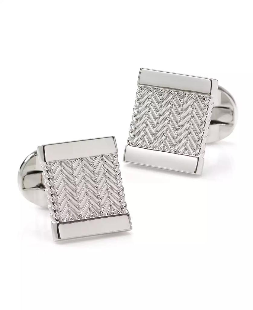 Ox and Bull Trading Co. Men's Silver Herringbone Cufflinks