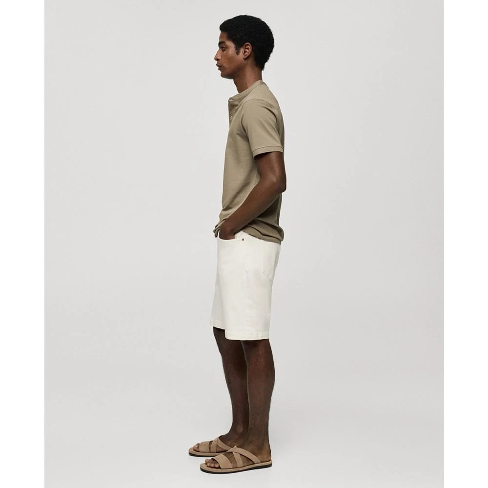 Mango Men's Cotton Pique Mao Collar Polo Shirt 4