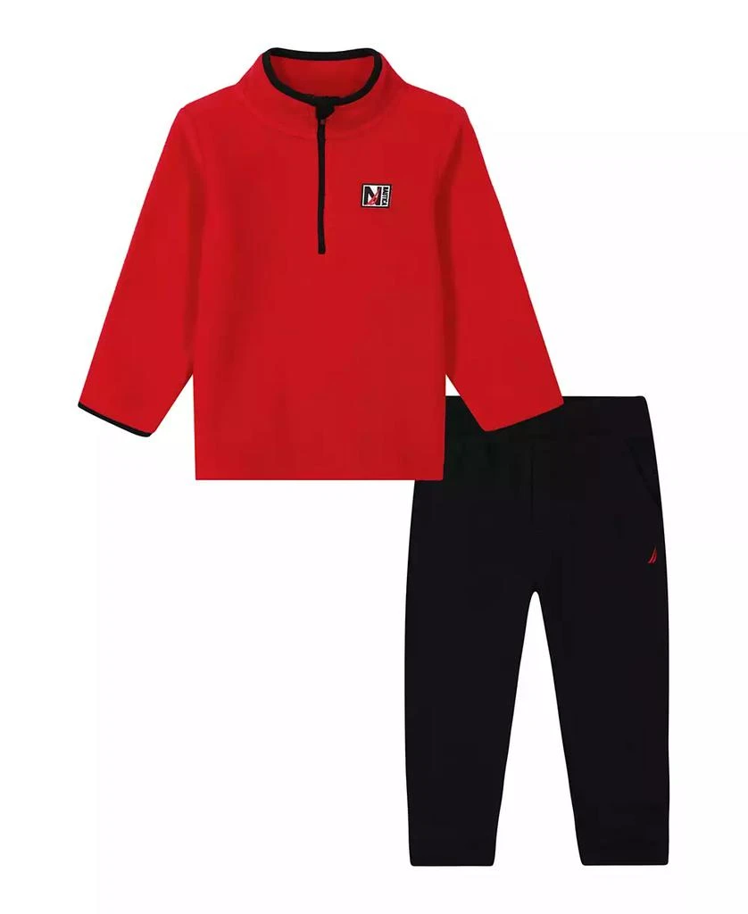Nautica Toddler and Little Boys Polar Fleece Semi-Zip Pullover Joggers Set 1