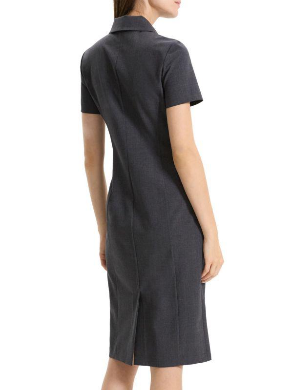 Theory Stretch Wool Knee-Length Polo Dress