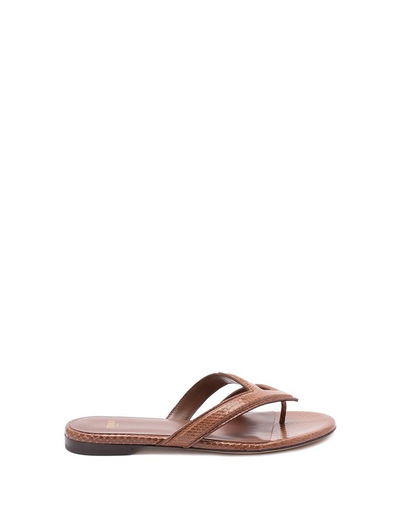 サンダル・ミュール FENDI CHOCOLATE LEATHER FOLD THONG SANDALS Fendi Fendi Fling Thong Sandals | Saks Fifth Avenue