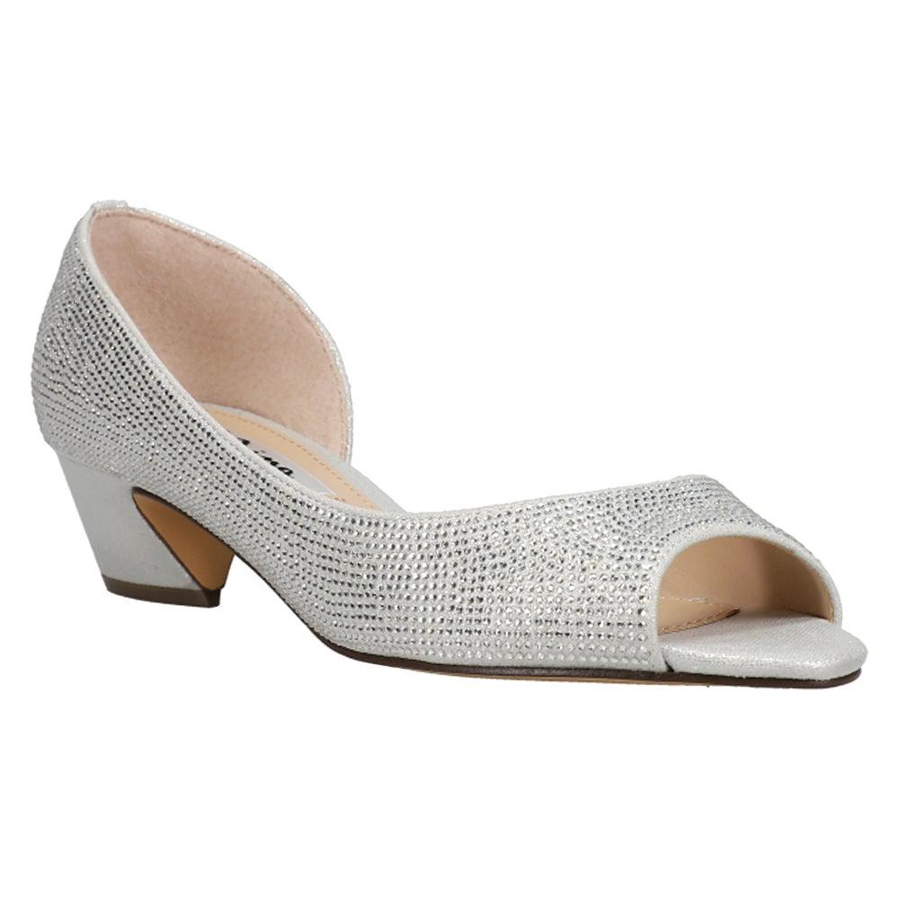 Nina Rossie Rhinestone Peep Toe Wedding Pumps