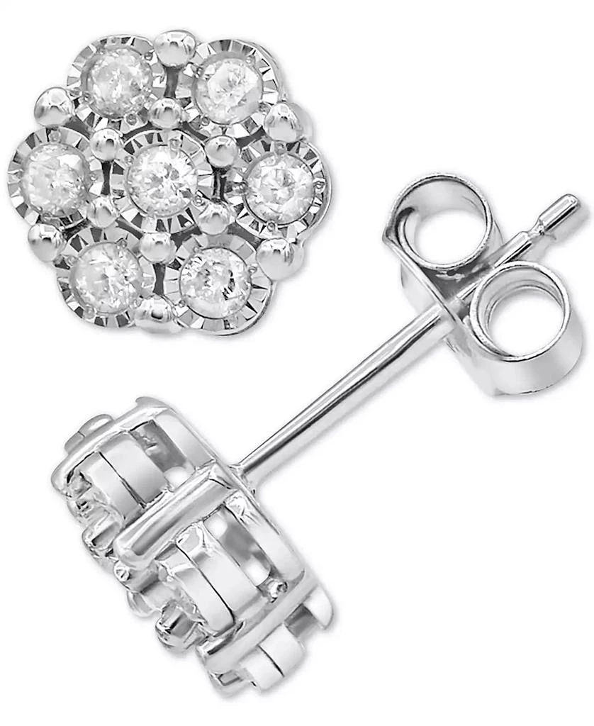 Macy's 2-Pc. Set Diamond Cluster Pendant Necklace & Matching Stud Earrings (1/2 ct. t.w.) in Sterling Silver 3