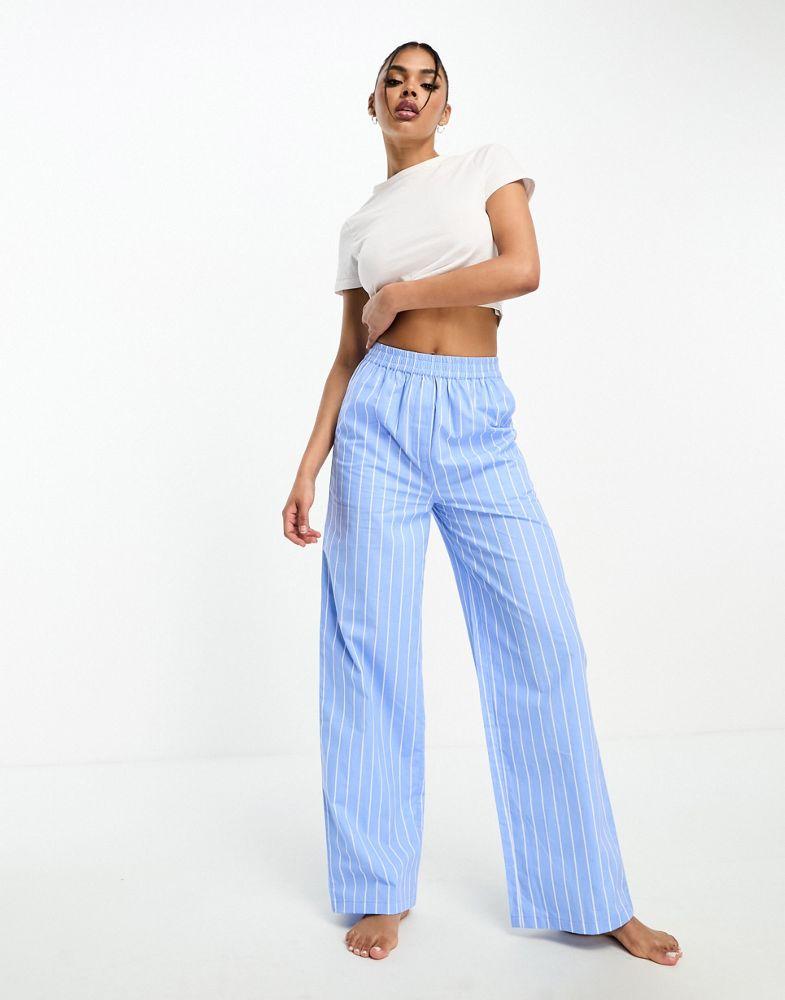 Luna Luna oversized cotton wide leg stripe pyjama bottoms in blue