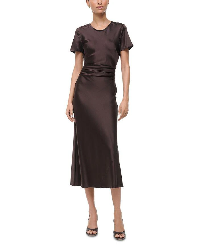 staud exclusive trinity lace inset silk maxi slip dress STAUD Trinity lace-insert Maxi Dress | Brown