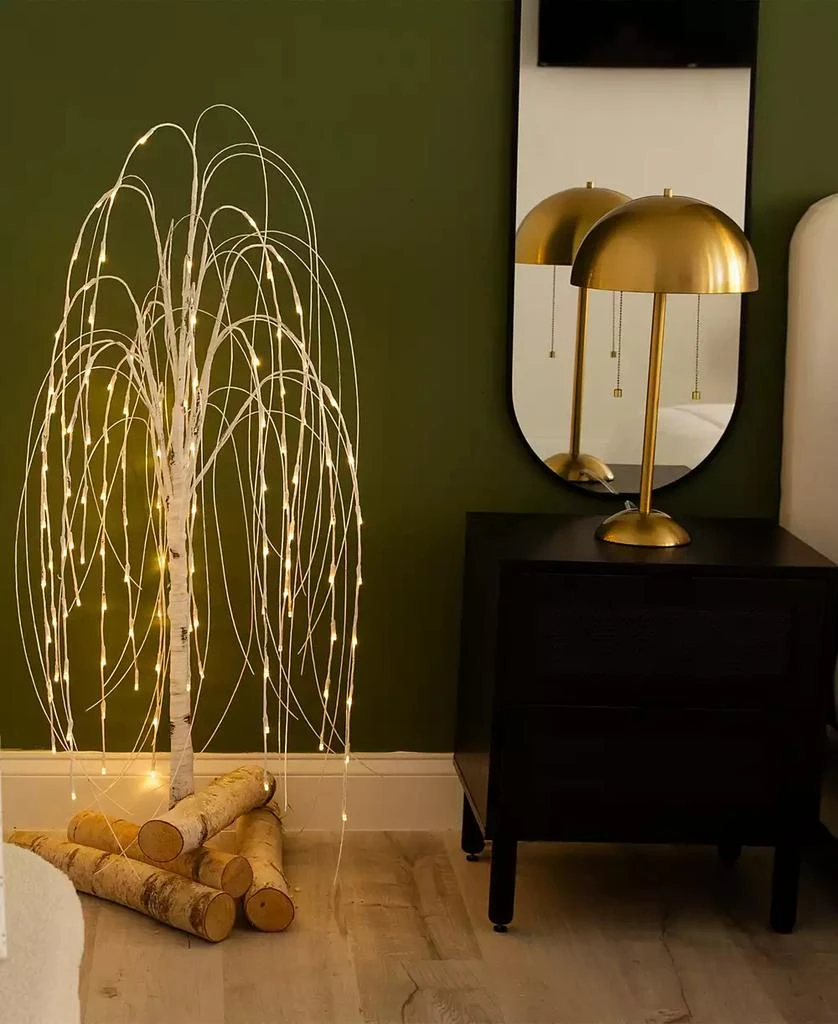 NEARLY NATURAL 4ft. Pre-Lit Artificial White Weeping Willow Tree with 120 Warm White LED Lights 7
