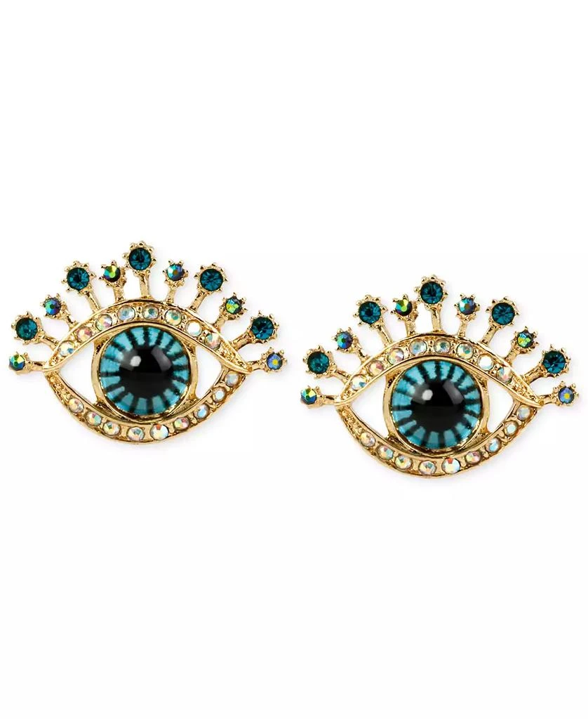 Betsey Johnson Gold-Tone Glass Stone and Enamel Eye Stud Earrings 1