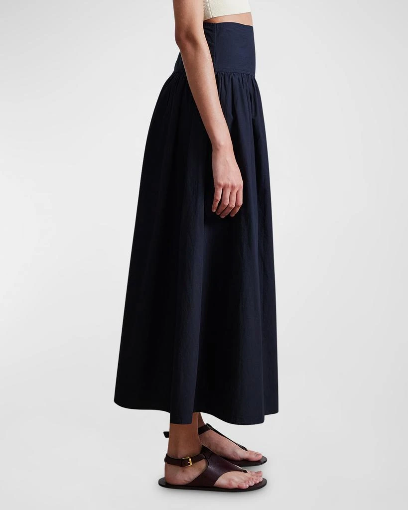 Apiece Apart Nora Asymmetric Ruched Poplin Maxi Skirt 4