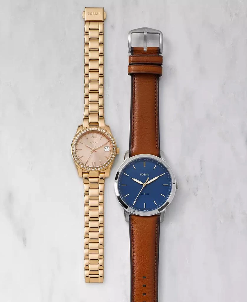 Fossil Men's The Minimalist Brown Leather Strap Watch 3