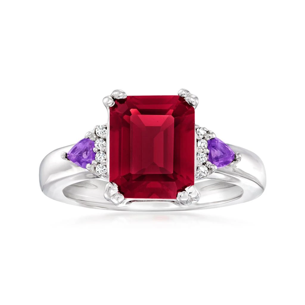 Ross-Simons Ross-Simons Garnet and . Amethyst Ring With Diamond Accents in Sterling Silver 1
