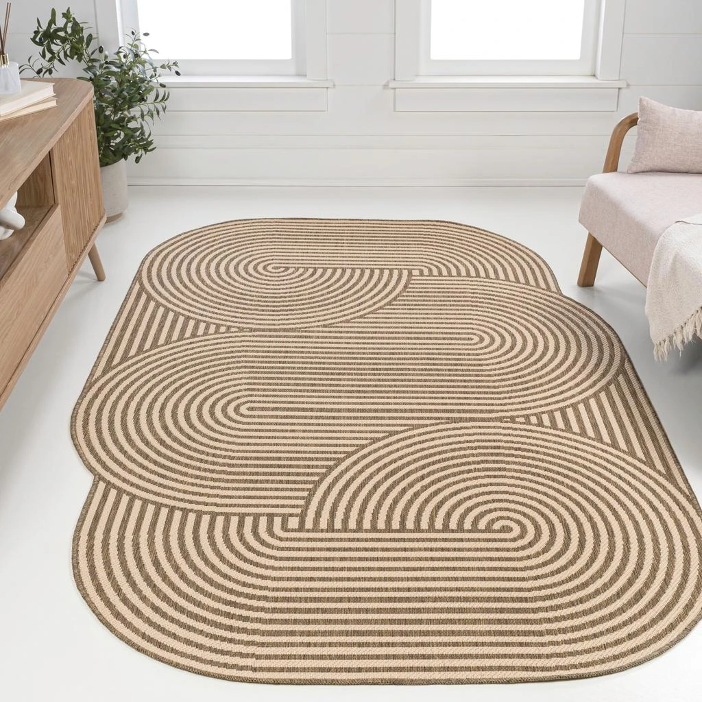 JONATHAN Y Margot Modern Geometric Arch Stripe Indoor/Outdoor Shaped Area Rug 8