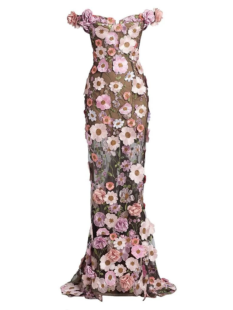 BRONX AND BANCO Maraya Jasmine Flower-Embellished Gown