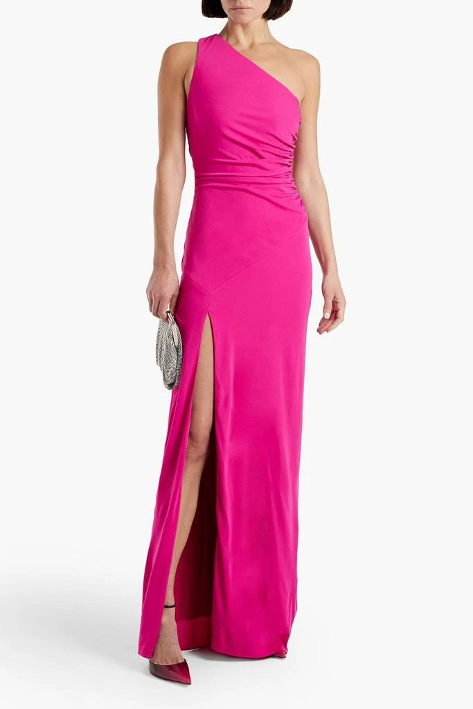 HALSTON Mailia one-shoulder ruched jersey gown 2