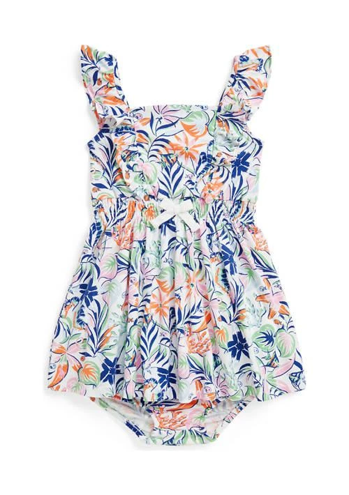 Ralph Lauren Lauren Childrenswear Baby Girls Tropical Printed Cotton Dress And Bloomer 1