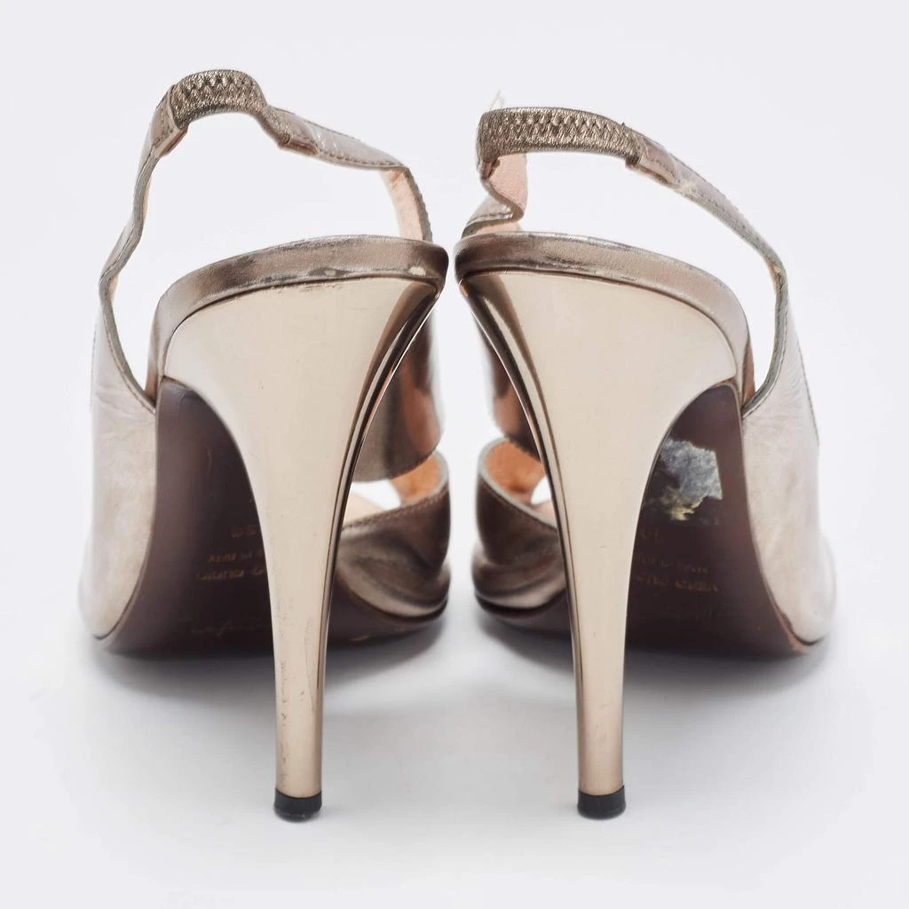 Roberto Cavalli Roberto Cavalli Metallic Grey Leather Slingback Sandals Size 39 5