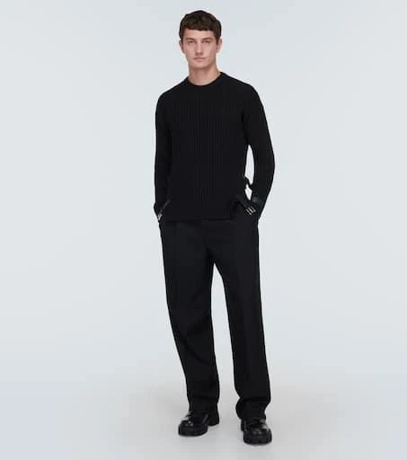 Versace Leather-trimmed knit wool sweater 2